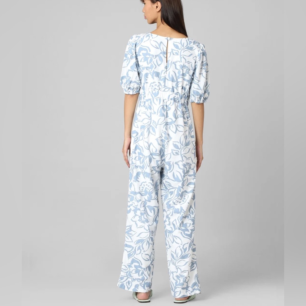 ONLY jumpsuit size 36 ankle length white colour floral print round neck - Picture 5 of 5